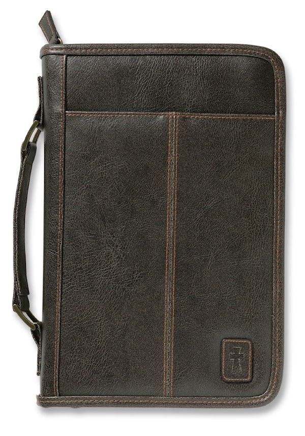 Cover image for Aviator Bible Cover, Zippered, with Handle, Leather Look, Brown, Extra Large, isbn: 9780310823704