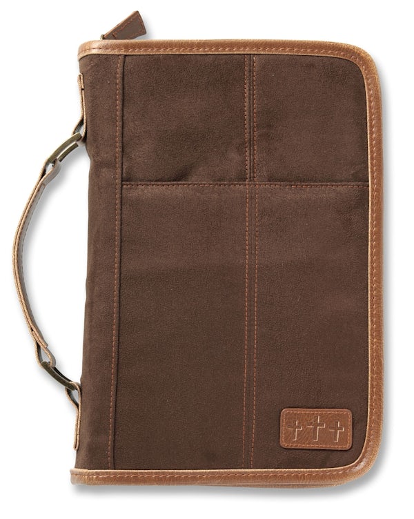 Cover image for Aviator Bible Cover for Men, Zippered, with Handle, Suede, Brown, Extra Large, isbn: 9780310823872