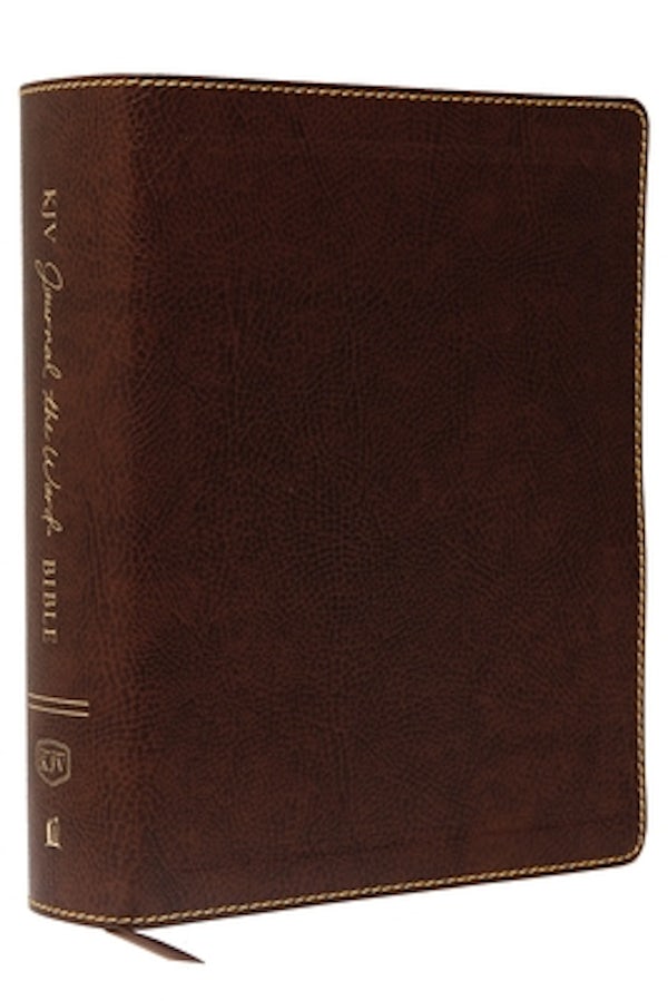 Cover image for KJV, Journal the Word Bible, Large Print, Bonded Leather, Brown, Red Letter Edition, isbn: 9780718090852