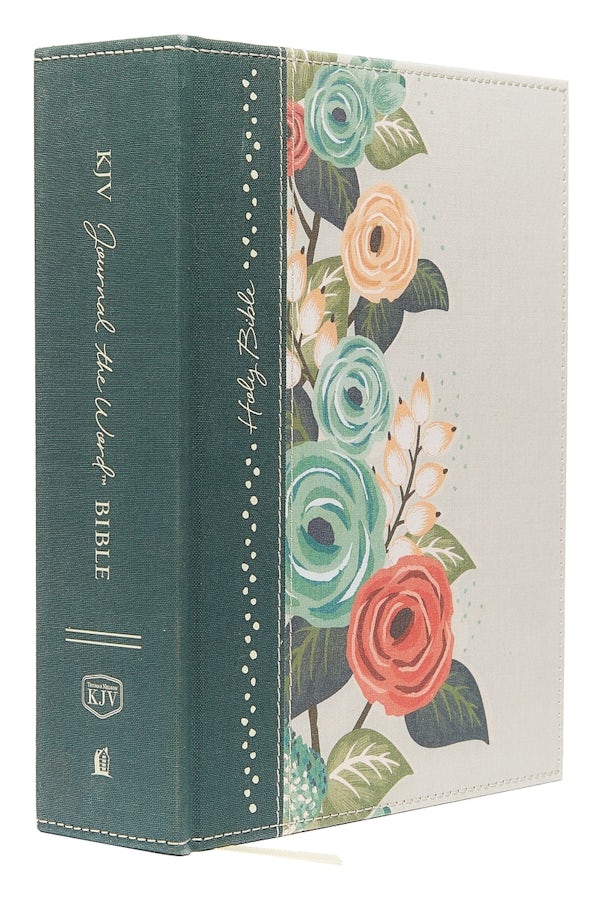 Cover image for KJV, Journal the Word Bible, Large Print, Green Floral Cloth, Red Letter Edition, isbn: 9780718090883