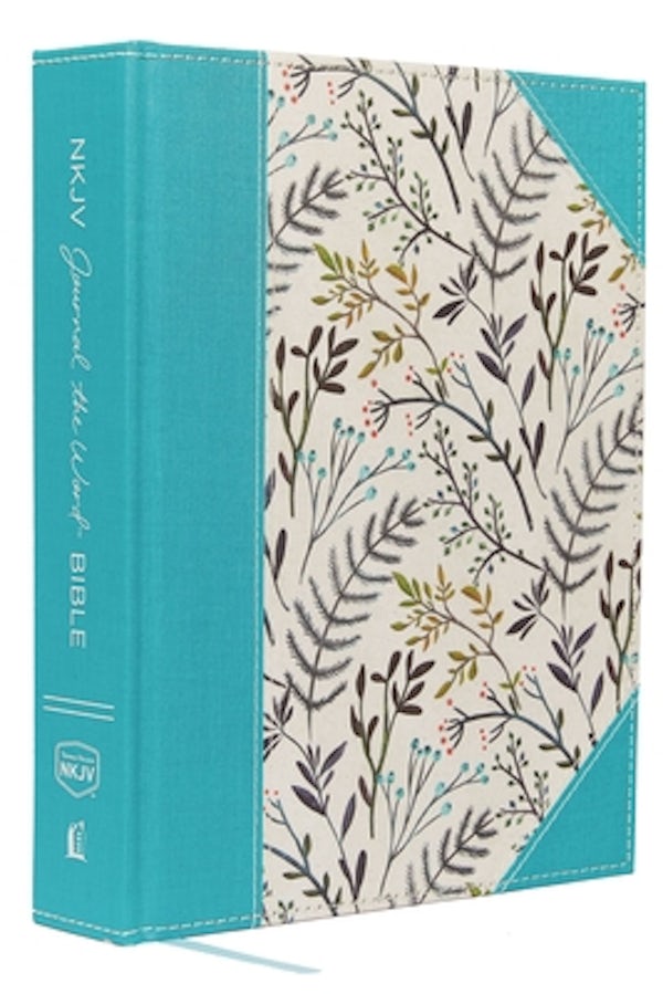 Cover image for NKJV, Journal the Word Bible, Large Print, Blue Floral Cloth, Red Letter Edition, isbn: 9780718090913