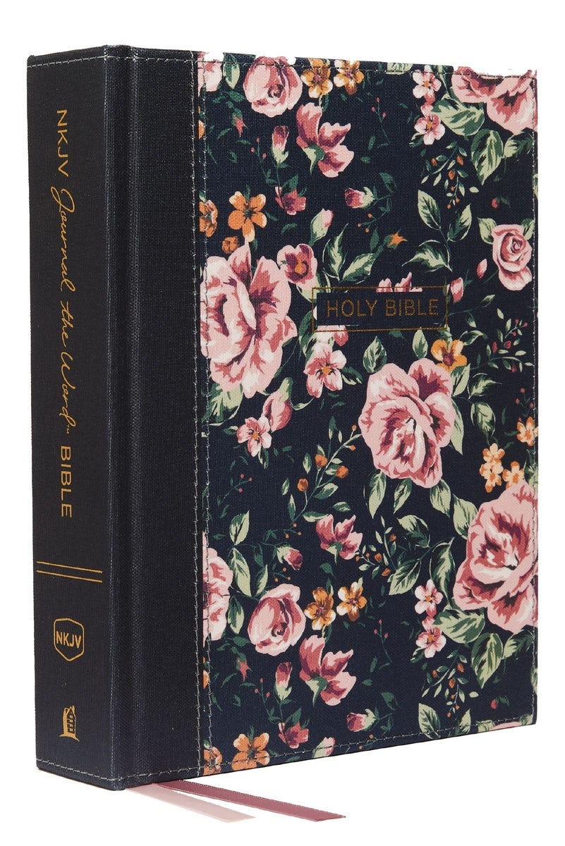 Cover image for NKJV, Journal the Word Bible, Cloth Over Board, Gray Floral, Red Letter Edition, Comfort Print, isbn: 9780785218425