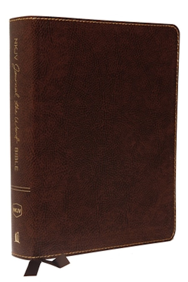 Cover image for NKJV, Journal the Word Bible, Bonded Leather, Brown, Red Letter Edition, Comfort Print, isbn: 9780785218494