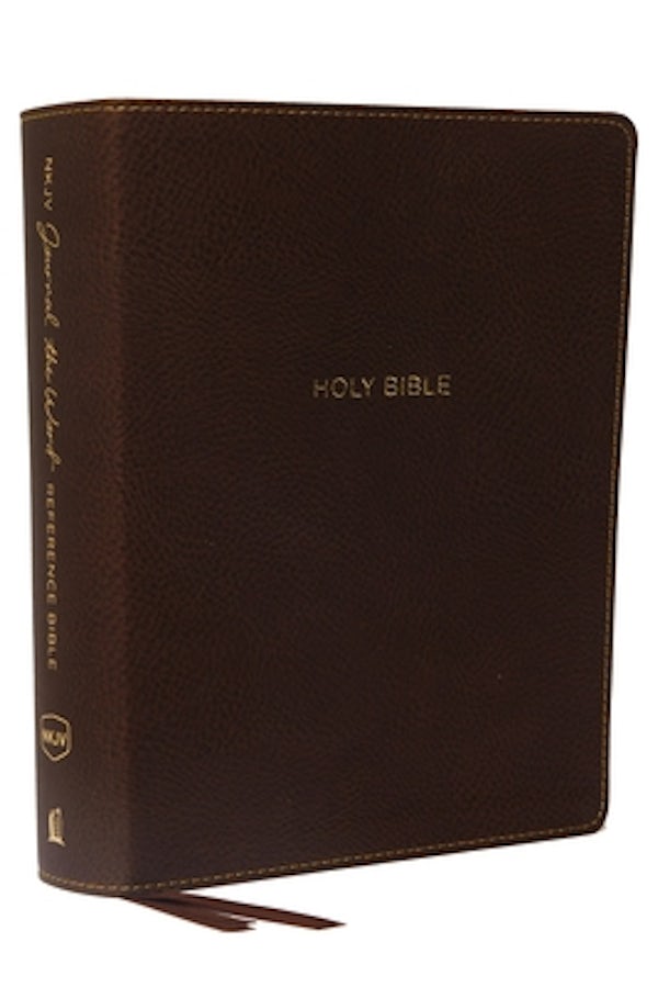Cover image for NKJV, Journal the Word Reference Bible, Imitation Leather, Brown, Red Letter Edition, Comfort Print, isbn: 9780785220251