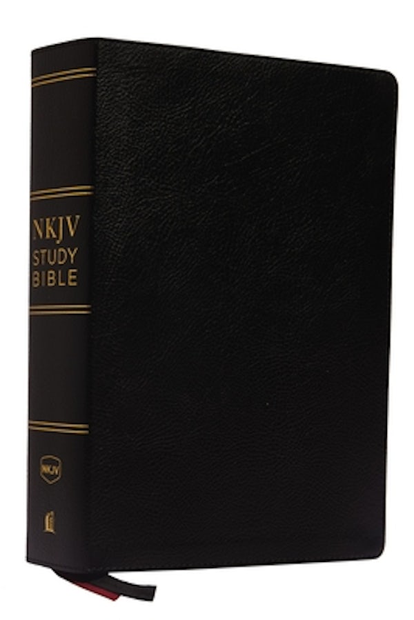Cover image for NKJV Study Bible, Premium Bonded Leather, Black, Red Letter Edition, Comfort Print, isbn: 9780785220480