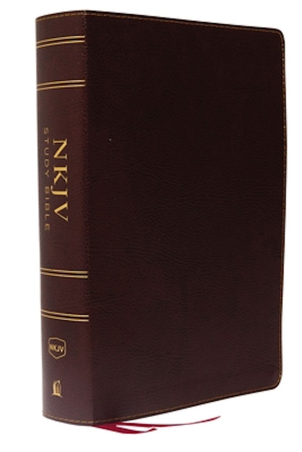 Cover image for NKJV Study Bible, Bonded Leather, Burgundy, Full-Color, Comfort Print, isbn: 9780785220664