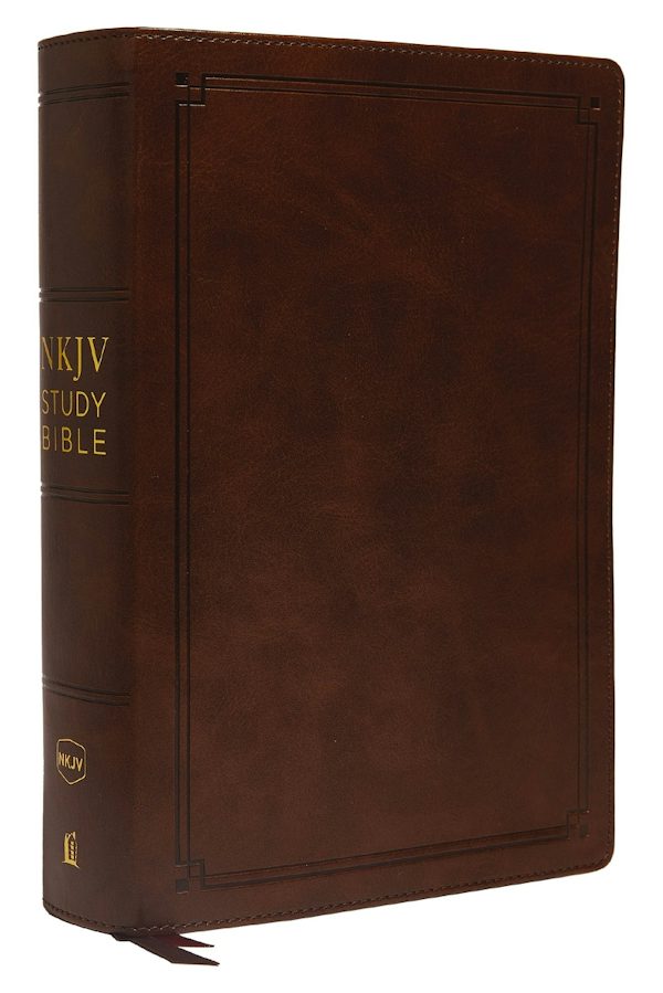 Cover image for NKJV Study Bible, Imitation Leather, Brown, Red Letter Edition, Indexed, Comfort Print, isbn: 9780785223702