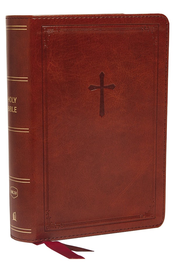 Cover image for Nkjv, Reference Bible, Compact, Leathersoft, Brown, Red Letter Edition, Comfort Print, isbn: 9780785233398