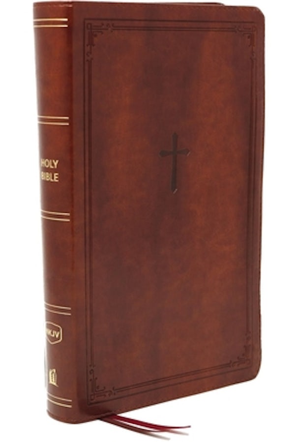 Cover image for Nkjv, Reference Bible, Personal Size Large Print, Leathersoft, Brown, Red Letter Edition, Comfort Print, isbn: 9780785233596