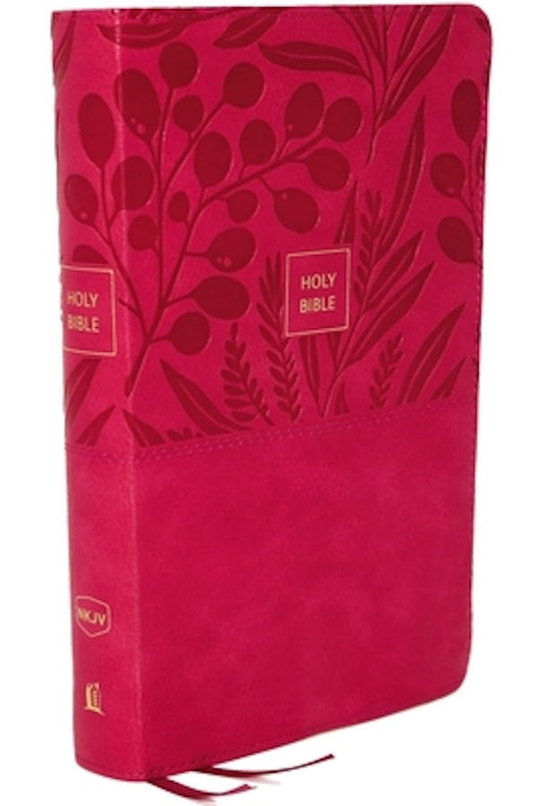 Cover image for Nkjv, Reference Bible, Personal Size Large Print, Leathersoft, Pink, Red Letter Edition, Comfort Print, isbn: 9780785233633