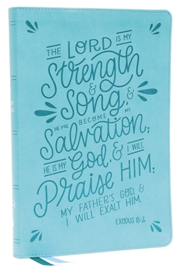 Cover image for Nkjv, Thinline Bible, Verse Art Cover Collection, Leathersoft, Teal, Red Letter, Thumb Indexed, Comfort Print, isbn: 9780785242352