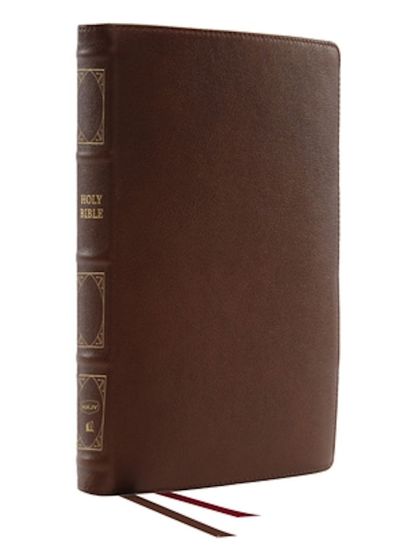 Cover image for Nkjv, Deluxe Thinline Reference Bible, Genuine Leather, Brown, Red Letter, Comfort Print, isbn: 9780785248842