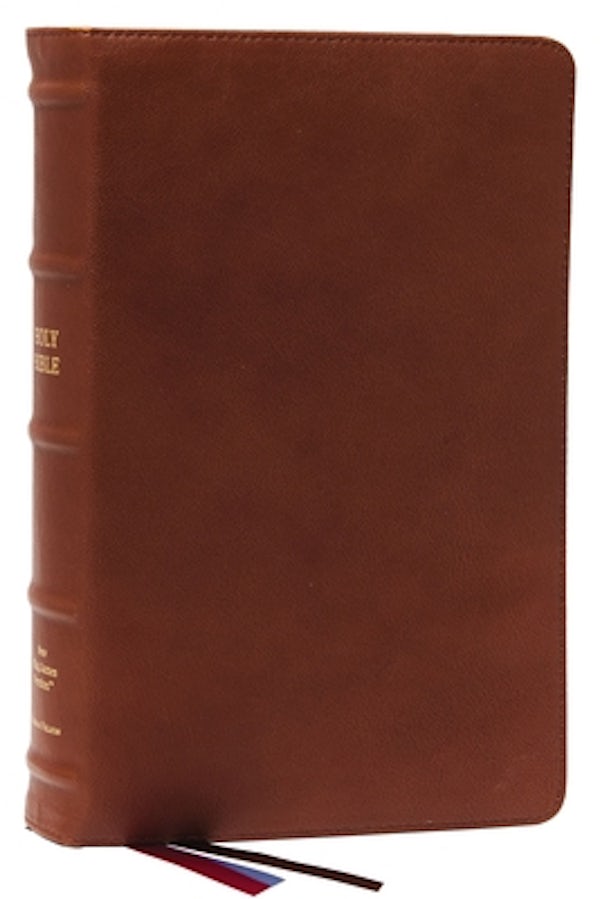 Cover image for Nkjv, End-Of-Verse Reference Bible, Personal Size Large Print, Premium Goatskin Leather, Brown, Premier Collection, Red Letter, Comfort Print, isbn: 9780785258292