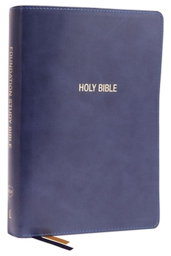 Cover image for Nkjv, Foundation Study Bible, Large Print, Leathersoft, Blue, Red Letter, Thumb Indexed, Comfort Print, isbn: 9780785261322
