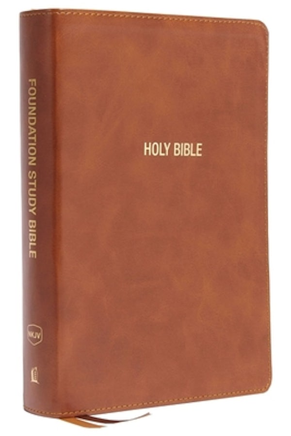 Cover image for Nkjv, Foundation Study Bible, Large Print, Leathersoft, Brown, Red Letter, Comfort Print, isbn: 9780785261469