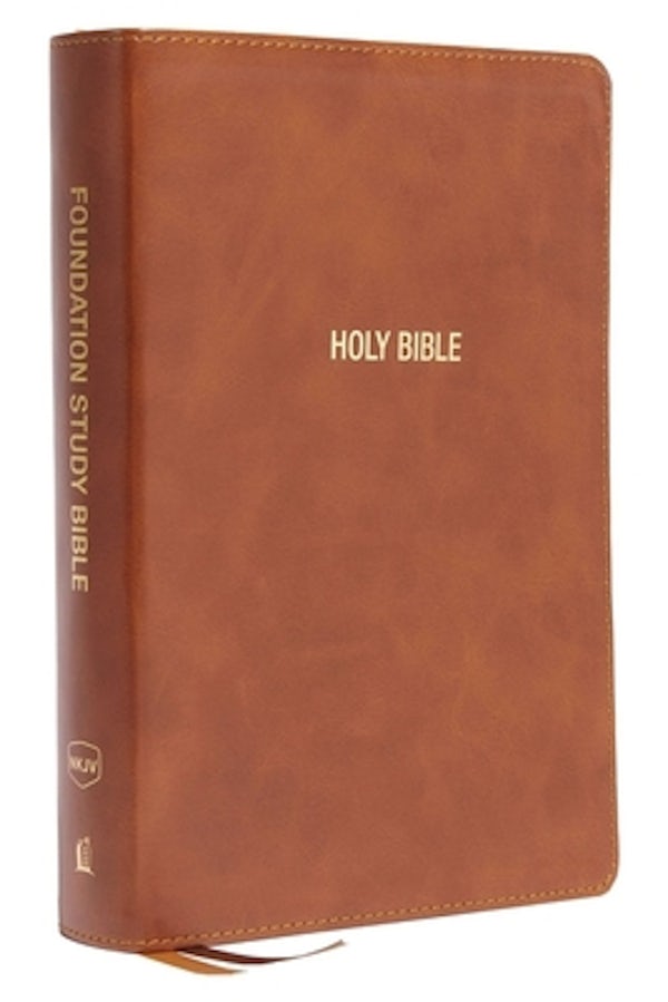 Cover image for Nkjv, Foundation Study Bible, Large Print, Leathersoft, Brown, Red Letter, Thumb Indexed, Comfort Print, isbn: 9780785261599