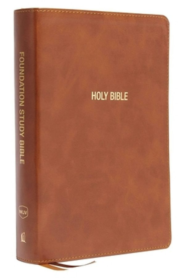 Cover image for Nkjv, Foundation Study Bible, Large Print, Leathersoft, Brown, Red Letter, Thumb Indexed, Comfort Print, isbn: 9780785261599