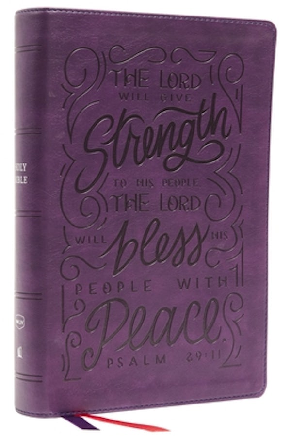 Cover image for Nkjv, Giant Print Center-Column Reference Bible, Verse Art Cover Collection, Leathersoft, Purple, Red Letter, Comfort Print, isbn: 9780785292760