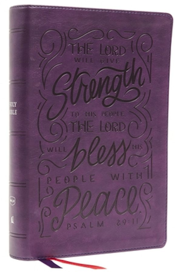 Cover image for Nkjv, Giant Print Center-Column Reference Bible, Verse Art Cover Collection, Leathersoft, Purple, Red Letter, Comfort Print, isbn: 9780785292760