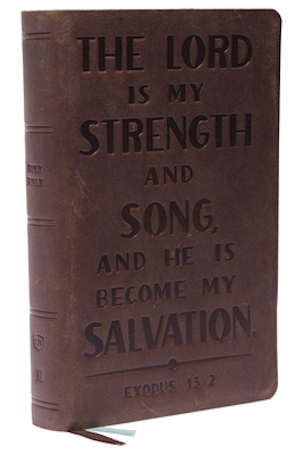 Cover image for KJV Holy Bible: Personal Size with Cross References, Brown Genuine Leather, Red Letter, Comfort Print (Thumb Indexed): King James Version (Verse Art Cover Collection), isbn: 9780785292944