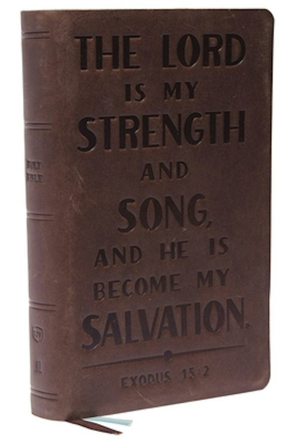 Cover image for KJV Holy Bible: Personal Size with Cross References, Brown Genuine Leather, Red Letter, Comfort Print (Thumb Indexed): King James Version (Verse Art Cover Collection), isbn: 9780785292944