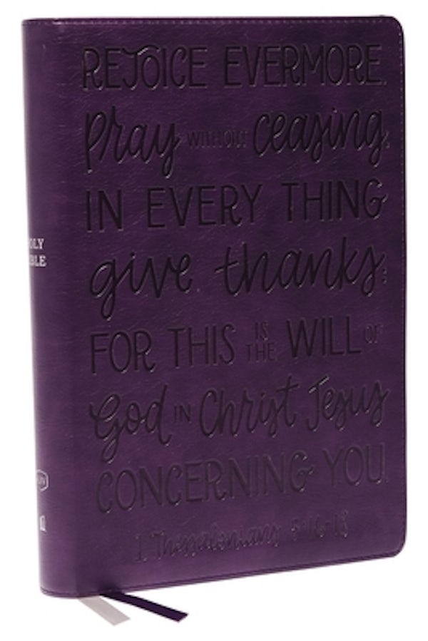 Cover image for KJV Holy Bible: Large Print with 53,000 Cross References, Purple Leathersoft, Red Letter, Comfort Print (Thumb Indexed): King James Version (Verse Art Cover Collection), isbn: 9780785293248