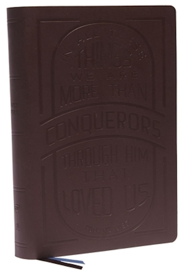 Cover image for KJV Holy Bible: Large Print with 53,000 Cross References, Brown Genuine Leather, Red Letter, Comfort Print: King James Version (Verse Art Cover Collection), isbn: 9780785293255