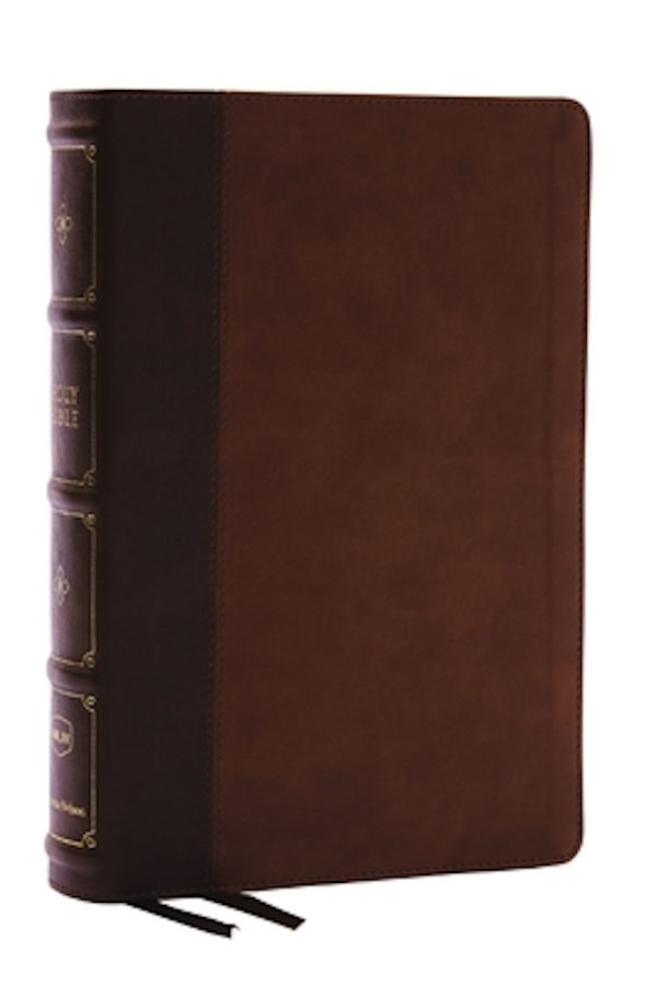 Cover image for Nkjv, Large Print Thinline Reference Bible, Blue Letter, MacLaren Series, Leathersoft, Brown, Comfort Print, isbn: 9780785297796