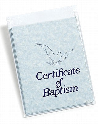 Cover image for Certificate of Baptism - Blue Folded Parchment Paper (Package of 6), isbn: 9780805472714