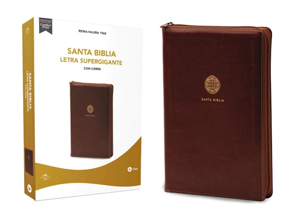 Cover image for Rvr60, Santa Biblia, Letra Supergigante, Leathersoft, Caf�, Con Cierre, Comfort Print, isbn: 9780829702729