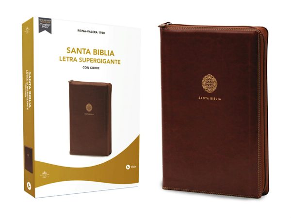 Cover image for Rvr60, Santa Biblia, Letra Supergigante, Leathersoft, Caf�, Con Cierre, Comfort Print, isbn: 9780829702729