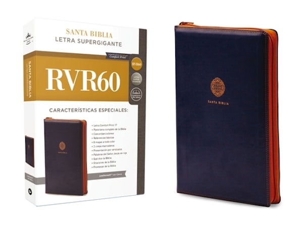 Cover image for Rvr60, Santa Biblia, Letra Supergigante, Leathersoft, Azul, Con Cierre, Comfort Print, isbn: 9780829770001