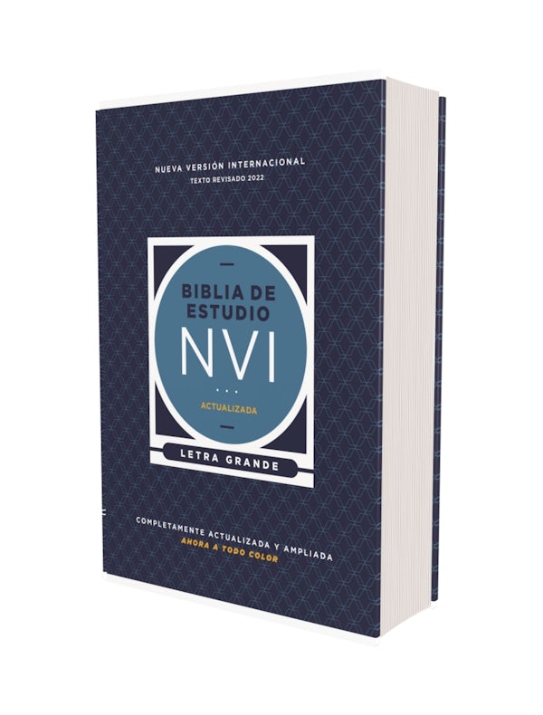 Cover image for Nvi, Biblia de Estudio Actualizada, Revisi�n 2022, Letra Grande, Tapa Dura, Interior a Color, Palabras de Jes�s En Rojo, Comfort Print, isbn: 9780829771893
