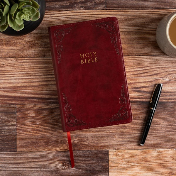 Cover image for KJV Large Print Personal Size Reference Bible, Burgundy Leathertouch, Indexed, isbn: 9781087743011