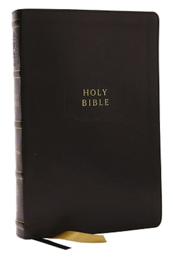 Cover image for KJV Holy Bible with Apocrypha and 73,000 Center-Column Cross References, Black Leathersoft, Red Letter, Comfort Print (Thumb Indexed): King James Version, isbn: 9781400332014