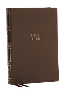 Cover image for Nkjv, Compact Center-Column Reference Bible, Brown Leathersoft, Red Letter, Comfort Print, isbn: 9781400333035