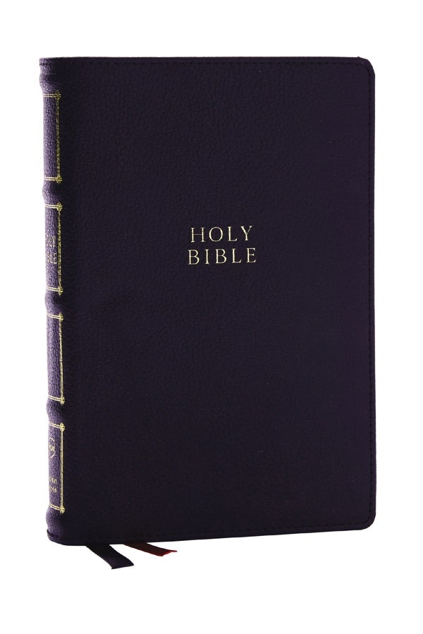 Cover image for Nkjv, Compact Center-Column Reference Bible, Black Genuine Leather, Red Letter, Comfort Print (Thumb Indexed), isbn: 9781400333103