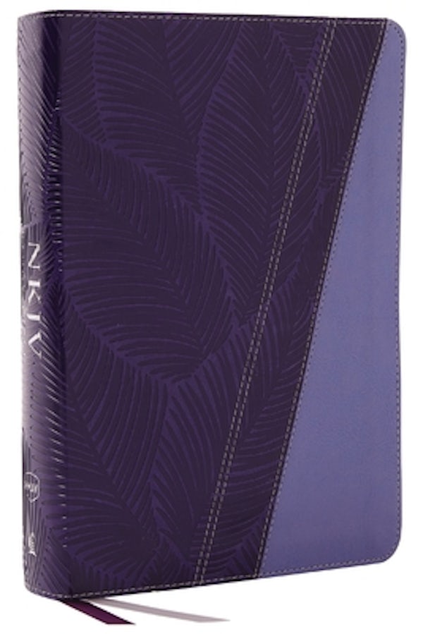 Cover image for NKJV Study Bible, Leathersoft, Purple, Full-Color, Thumb Indexed, Comfort Print, isbn: 9781400335374