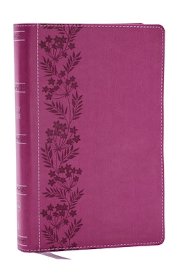 Cover image for NKJV Personal Size Large Print Bible with 43,000 Cross References, Pink Leathersoft, Red Letter, Comfort Print (Thumb Indexed), isbn: 9781400335435