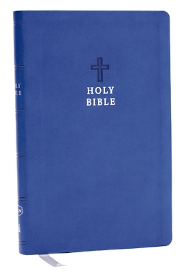 Cover image for NKJV Holy Bible, Value Ultra Thinline, Blue Leathersoft, Red Letter, Comfort Print, isbn: 9781400338399