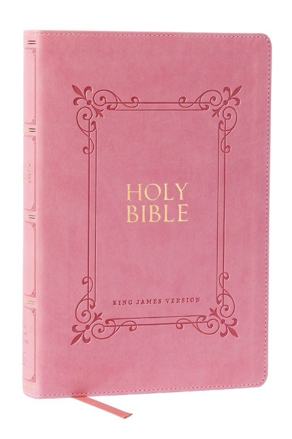 Cover image for KJV Holy Bible: Large Print with 53,000 Center-Column Cross References, Pink Leathersoft, Red Letter, Comfort Print (Thumb Indexed): King James Version, isbn: 9781400341894