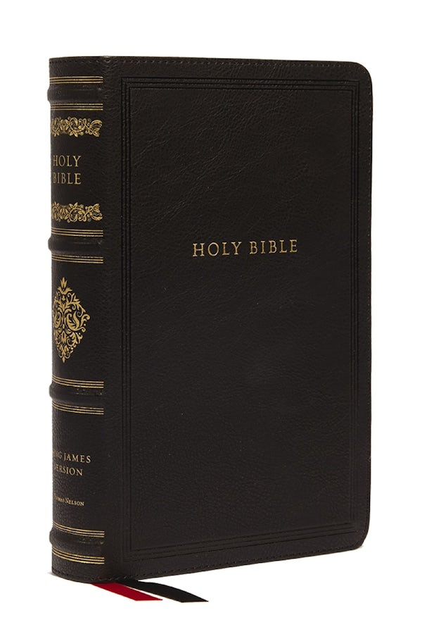 Cover image for KJV Large Print Reference Bible, Black Leathersoft, Red Letter, Comfort Print (Sovereign Collection), isbn: 9781400344116