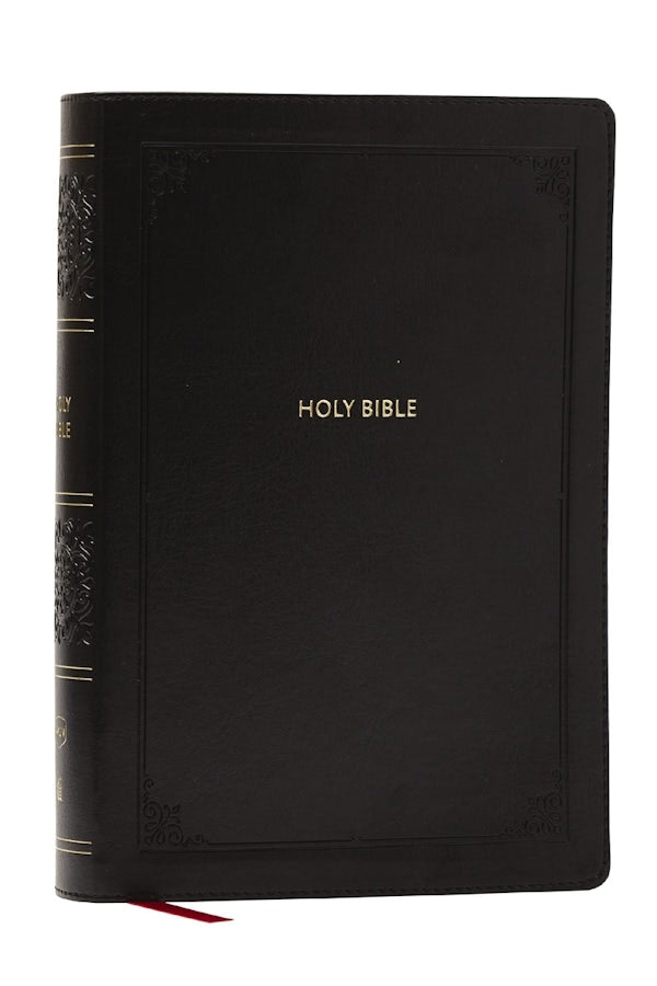 Cover image for NKJV Giant Print End-Of-Verse Reference Bible, Black Leathersoft, Red Letter, Comfort Print (Thumb Indexed), isbn: 9781400349494