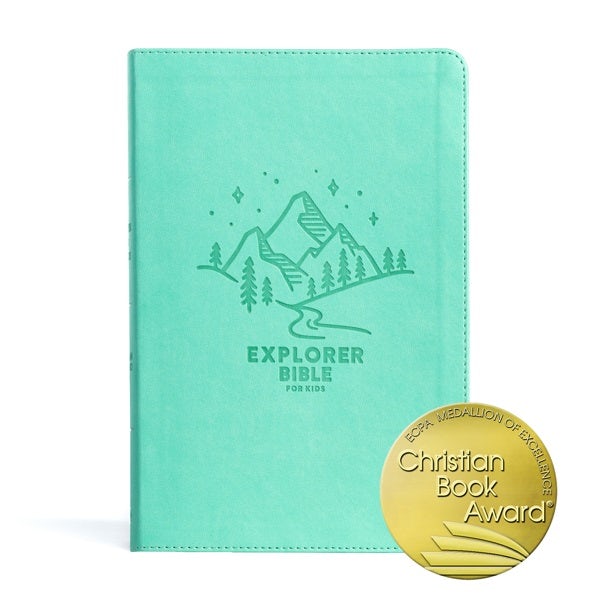 Cover image for CSB Explorer Bible for Kids, Light Teal Mountains Leathertouch, isbn: 9781430082637