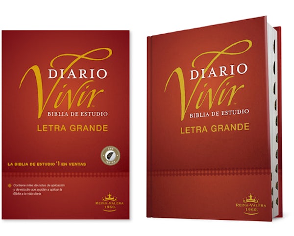 Cover image for Biblia de Estudio del Diario Vivir Rvr60, Letra Grande (Letra Roja, Tapa Dura, �ndice), isbn: 9781496436672