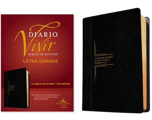 Cover image for Biblia de Estudio del Diario Vivir Rvr60, Letra Grande (Letra Roja, Sentipiel, Negro/�nice), isbn: 9781496436689