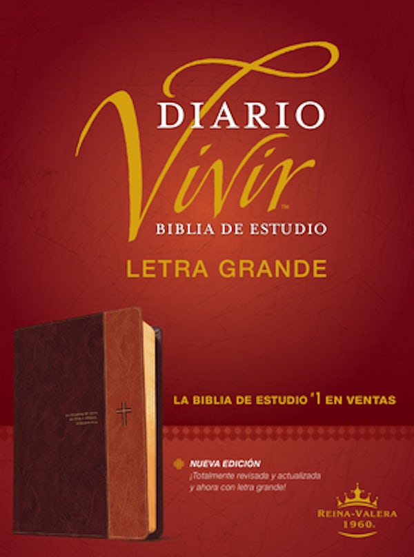 Cover image for Biblia de Estudio del Diario Vivir Rvr60, Letra Grande (Letra Roja, Sentipiel, Caf�/Caf� Claro, �ndice), isbn: 9781496436719
