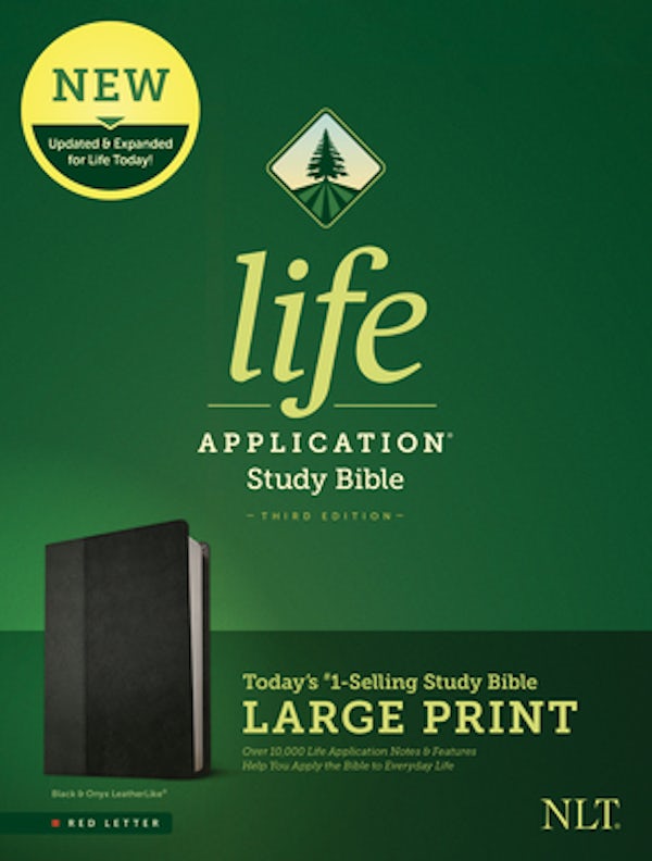 Cover image for NLT Life Application Study Bible, Third Edition, Large Print (Leatherlike, Black/Onyx), isbn: 9781496439376