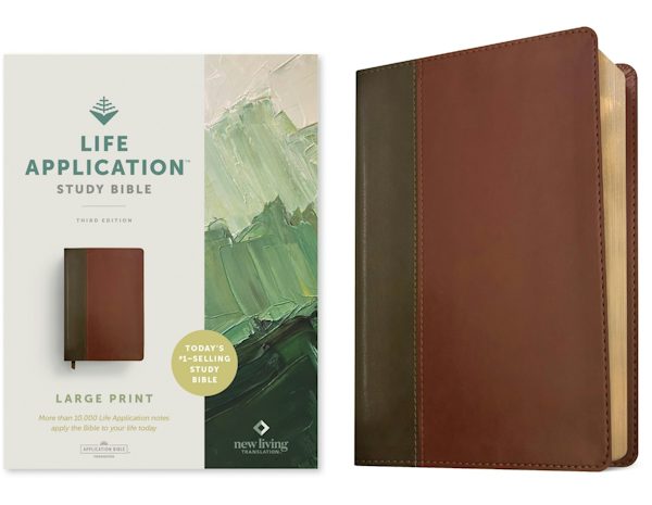 Cover image for NLT Life Application Study Bible, Third Edition, Large Print (Red Letter, Leatherlike, Brown/Tan), isbn: 9781496439406