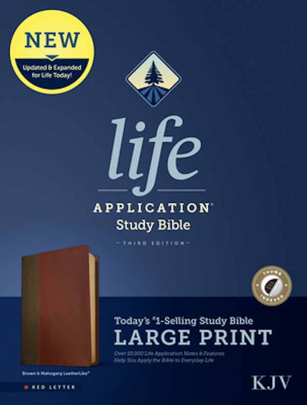 Cover image for KJV Life Application Study Bible, Third Edition, Large Print (Leatherlike, Brown/Mahogany, Indexed, Red Letter), isbn: 9781496439864